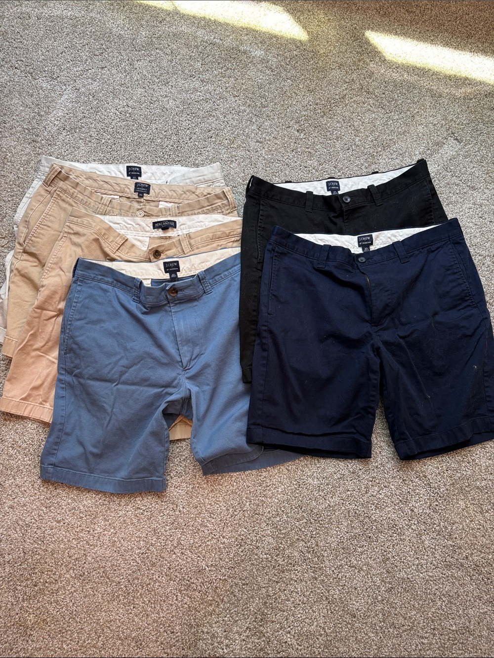 Lot of 6 men’s J. Crew chino shorts, size 33